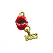 Lips with Kiss - Hand Painted - Self Linker #1911SLHP