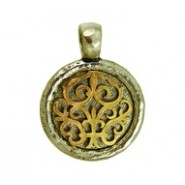 Round Pendant with Ornate Filigree- 2-Tone #6438 Round Pendant with Ornate Filigree- 2-Tone #6438