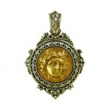Ornate Pendant with Coin Face- 2-Tone #6436
